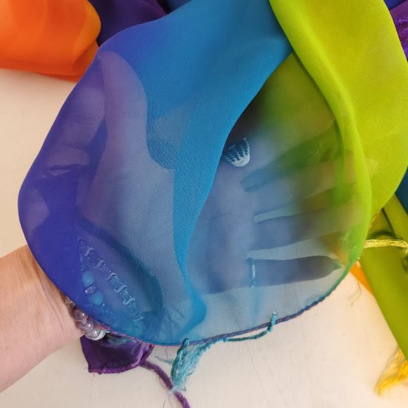 Rima Rainbow Bright Multicolor Pareo Sarong Beach Cover Up Wrap Pride Fringe - Picture 10 of 12